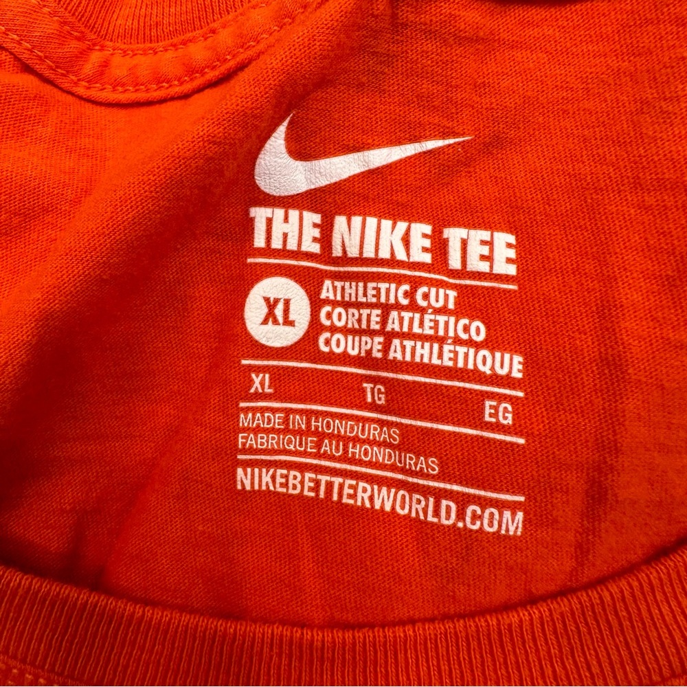 NIKE Orange Just Do It Short Sleeve T Shirt Athletic Cut Swoop Size XL - Picture 5 of 6